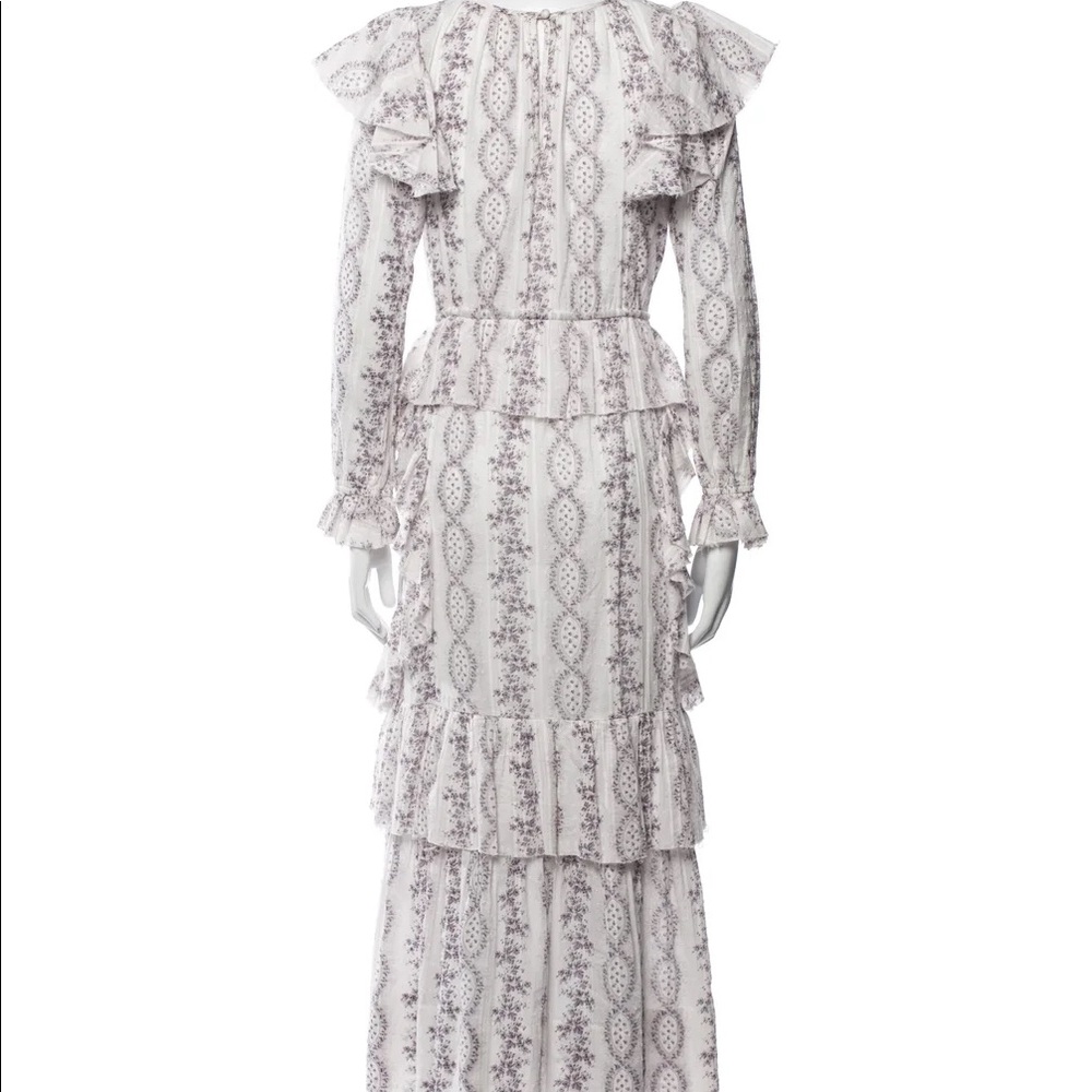 LoveShackFancy Floral Ruffle Sleeve Victorian Maxi Dress Size M NWOT - Picture 3 of 7